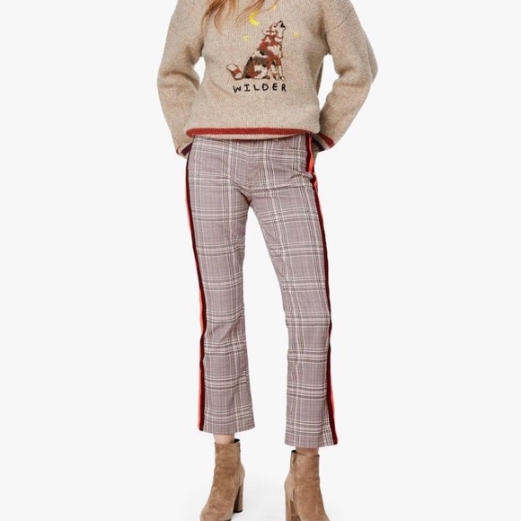 Mother The Insider Plaid Stripe Retro Ankle Pants Plum Pink Brown Orange 24 NWT - Picture 2 of 16